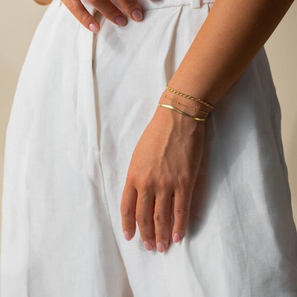 🆕 Lexody Cute Anklet Bracelet Women Gold 14K Herringbone Dainty Chain Jewelry - Picture 5 of 8